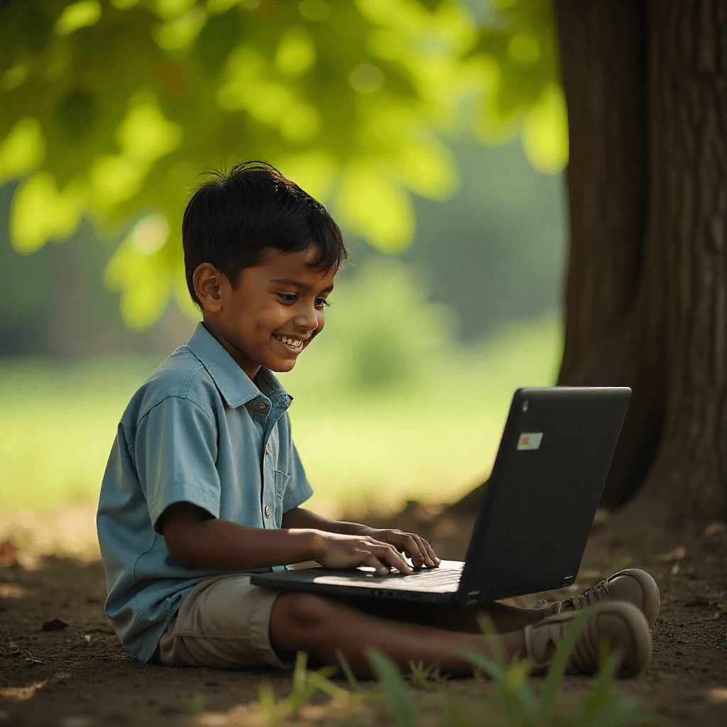 Boy using laptop