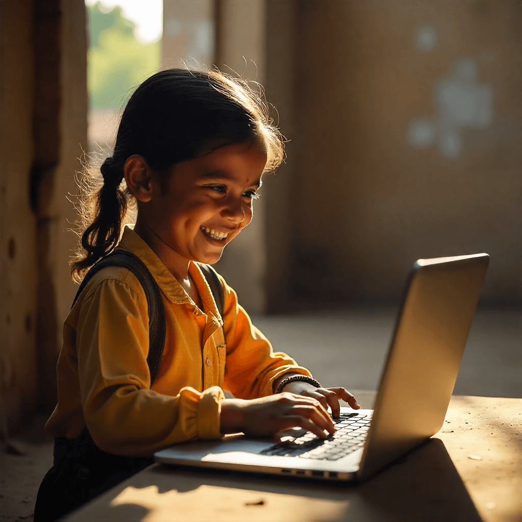 Girl using laptop